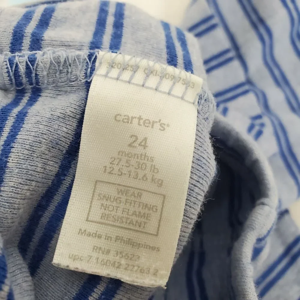 Carters Striped Blue Pull On Pajama Bottoms Shorts Size‎ 18M 24-27.5 lbs
